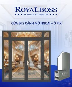 CỬA ĐI 2 CÁNH MỞ NGOÀI + Ô FIX