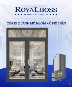 CỬA ĐI CÁNH MỞ NGOÀI + Ô FIX TRÊN