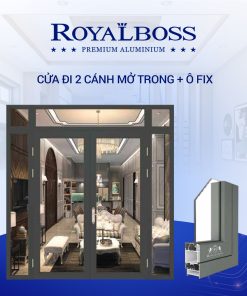 CỬA ĐI 2 CÁNH MỞ TRONG + Ô FIX
