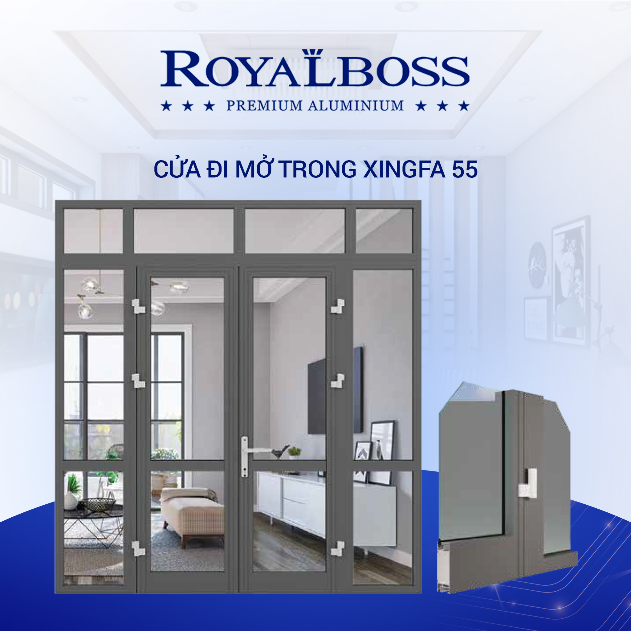 Cửa đi Xingfa 55 (Nguồn ảnh: Bình Nam Group)