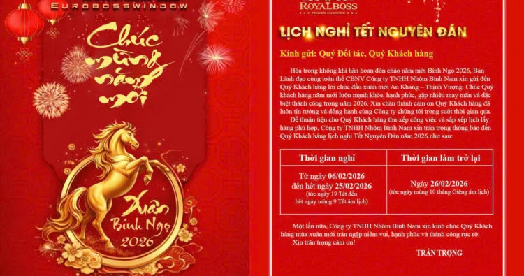 Thông báo lịch nghỉ Tết Nguyên Đán Bính Ngọ 2026 – Bình Nam Group