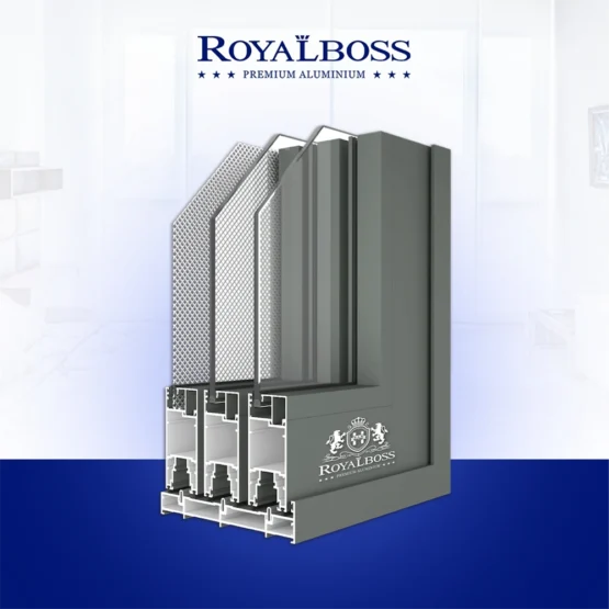 Nhôm hệ Châu Âu mở trượt C120 cửa đi kết hợp lưới chống muỗi góc cắt