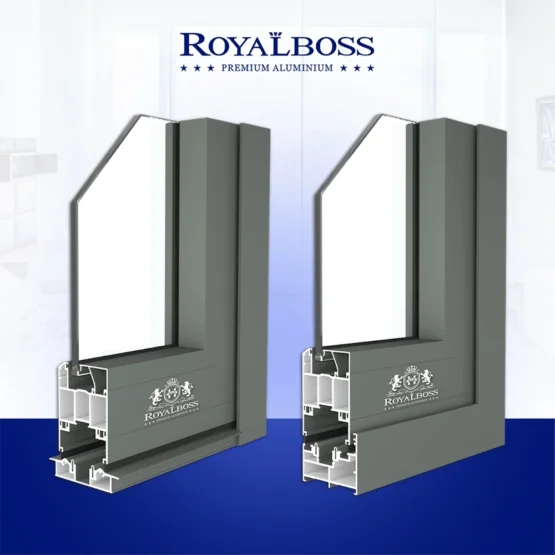 Nhôm hệ Châu Âu xếp trượt C80 cửa đi cánh chẵn góc cắt