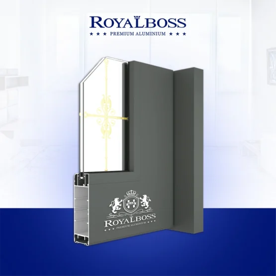 Nhôm hệ thủy lực Royalboss cửa đi 2 cánh ô fix góc cắt