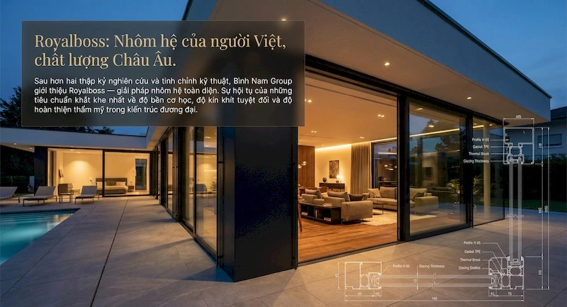 Royalboss - thương hiệu nhôm hệ của người Việt, chất lượng Châu Âu (Nguồn ảnh: Bình Nam Group)